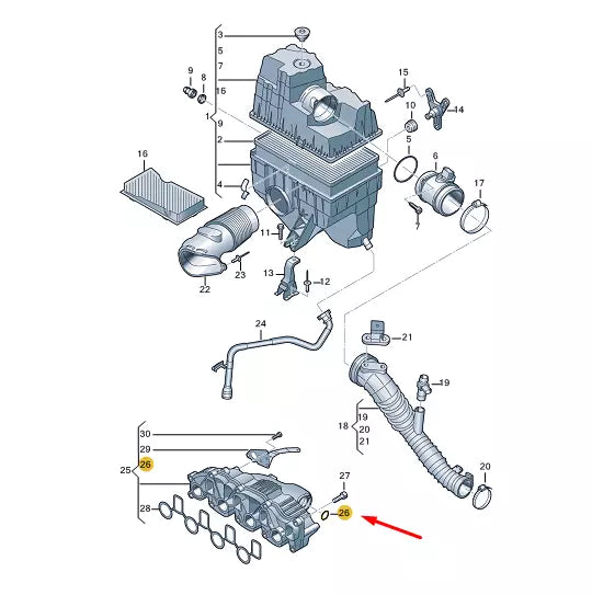NEW VW TRANSPORTER VI T6 INTAKE CONNECTION SEAL RING 03L131120A ORIGINAL