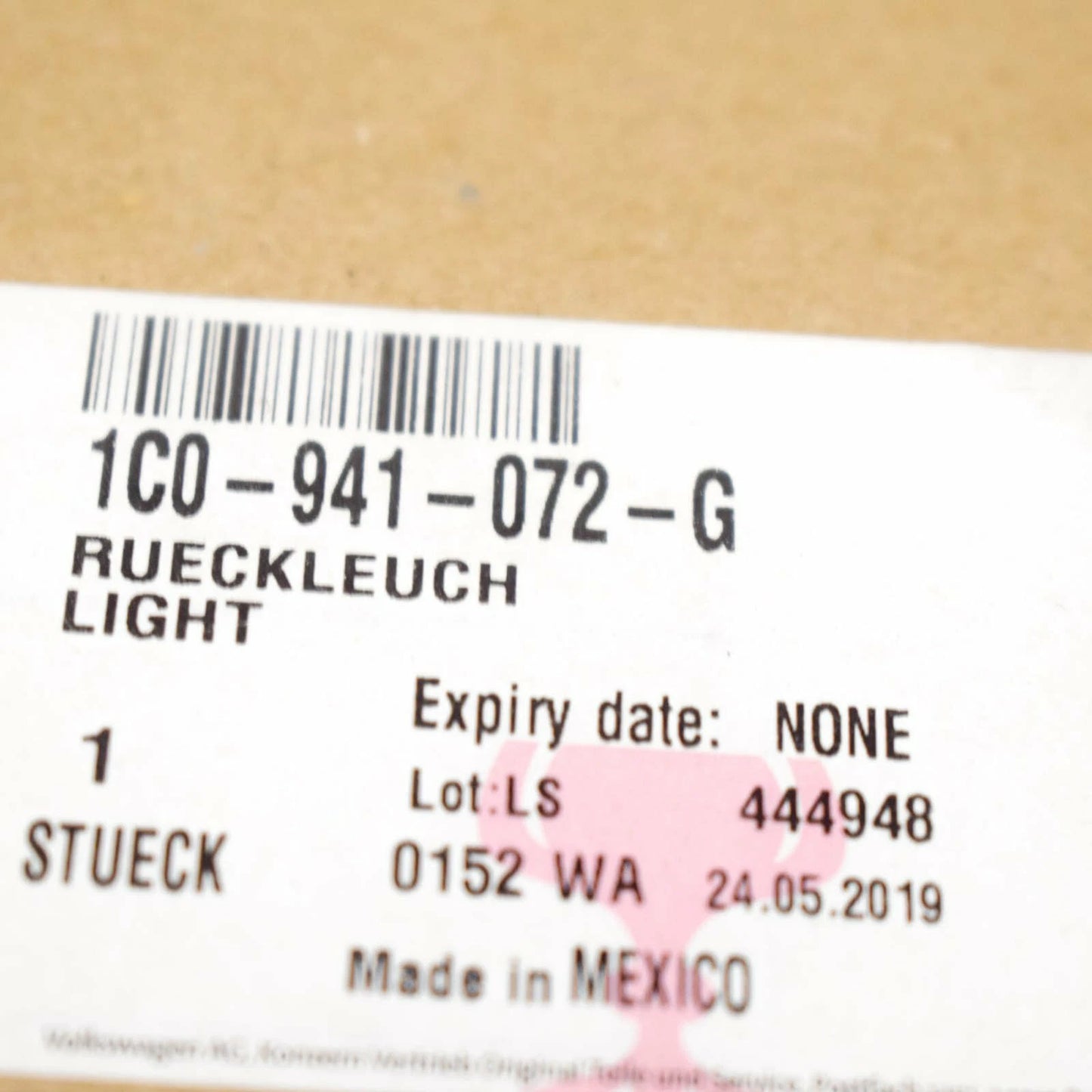 NEW VW BEETLE 1C REAR BUMPER RIGHT LOWER REVERSING LIGHT 1C0941072G