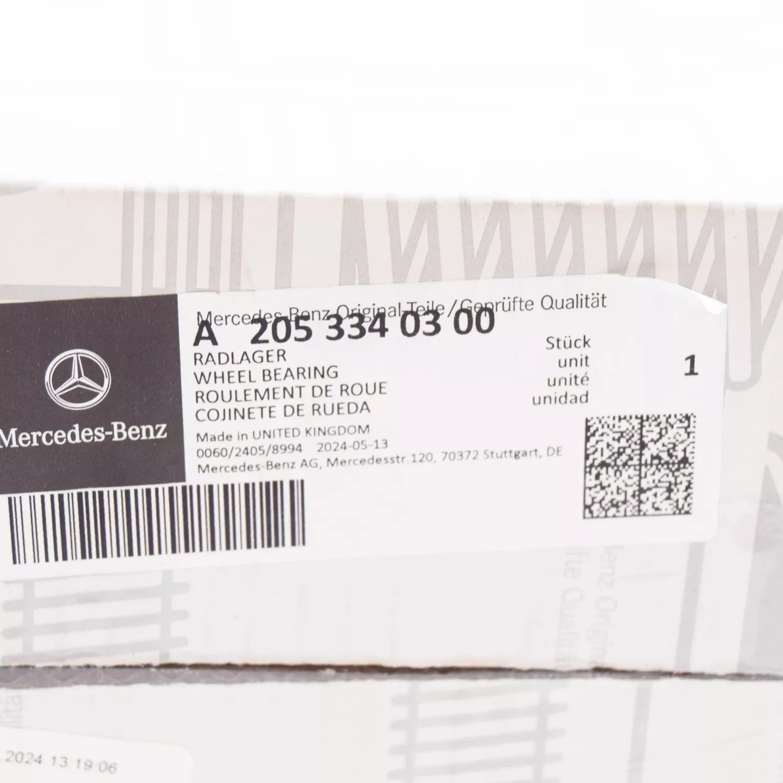 NEW MERCEDES-BENZ C-CLASS W205 FRONT WHEEL BEARING A2053340300 ORIGINAL