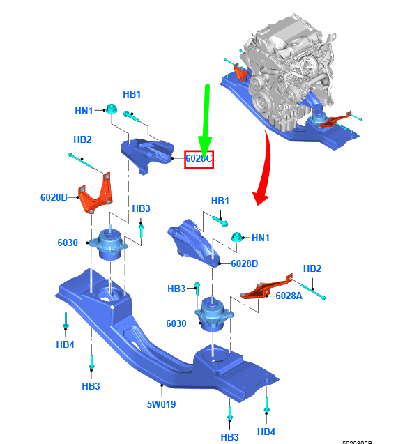 new ford transit mk4 engine front support mount bracket 1818056 original
