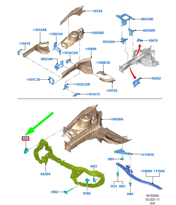 new ford focus c346 mk3 front panel nut 1434549 w708680-s442 original