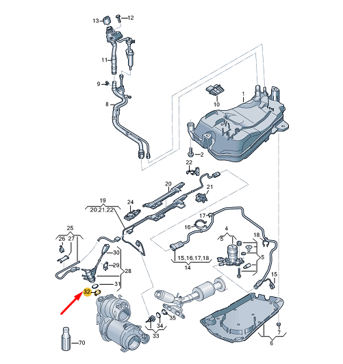 new cupra formentor reduction agent injector clamp 04l253725f original