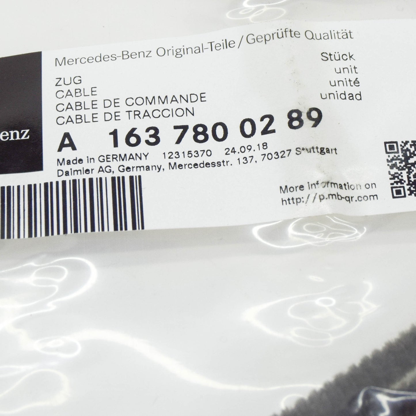 NEW MERCEDES-BENZ ML W163 ROOF RIGHT MAIN DRIVE CABLE A1637800289 ORIGINAL