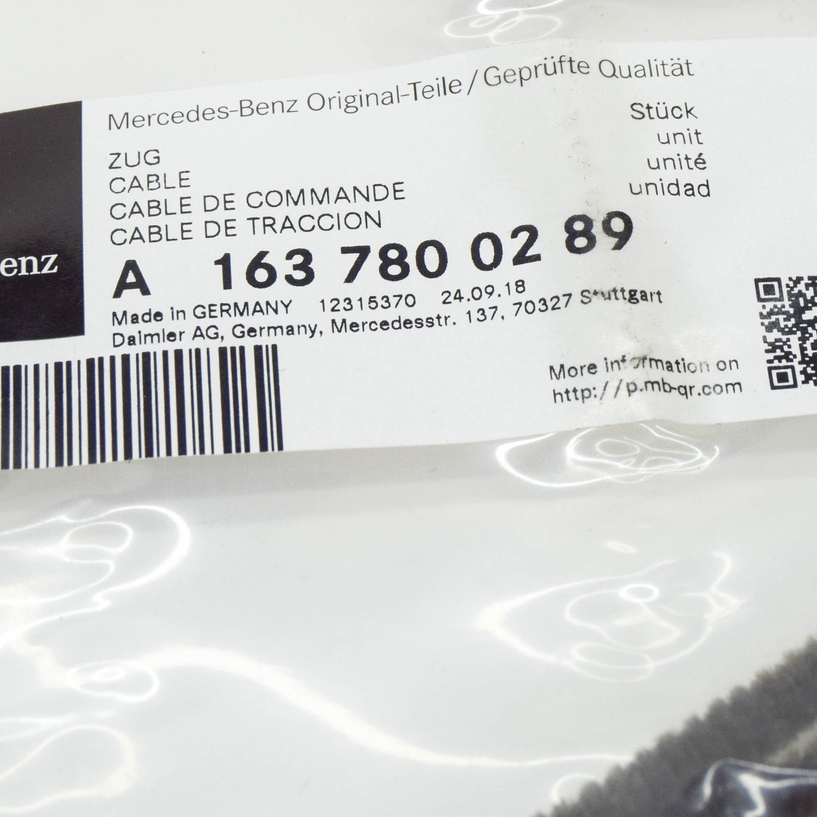 NEW MERCEDES-BENZ ML W163 ROOF RIGHT MAIN DRIVE CABLE A1637800289 ORIGINAL