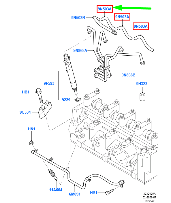 new ford transit connect mk1 fuel return hose assy 84ff-9n503-ca 6159945