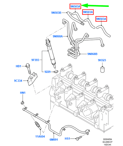 new ford transit connect mk1 fuel return hose assy 84ff-9n503-ca 6159945