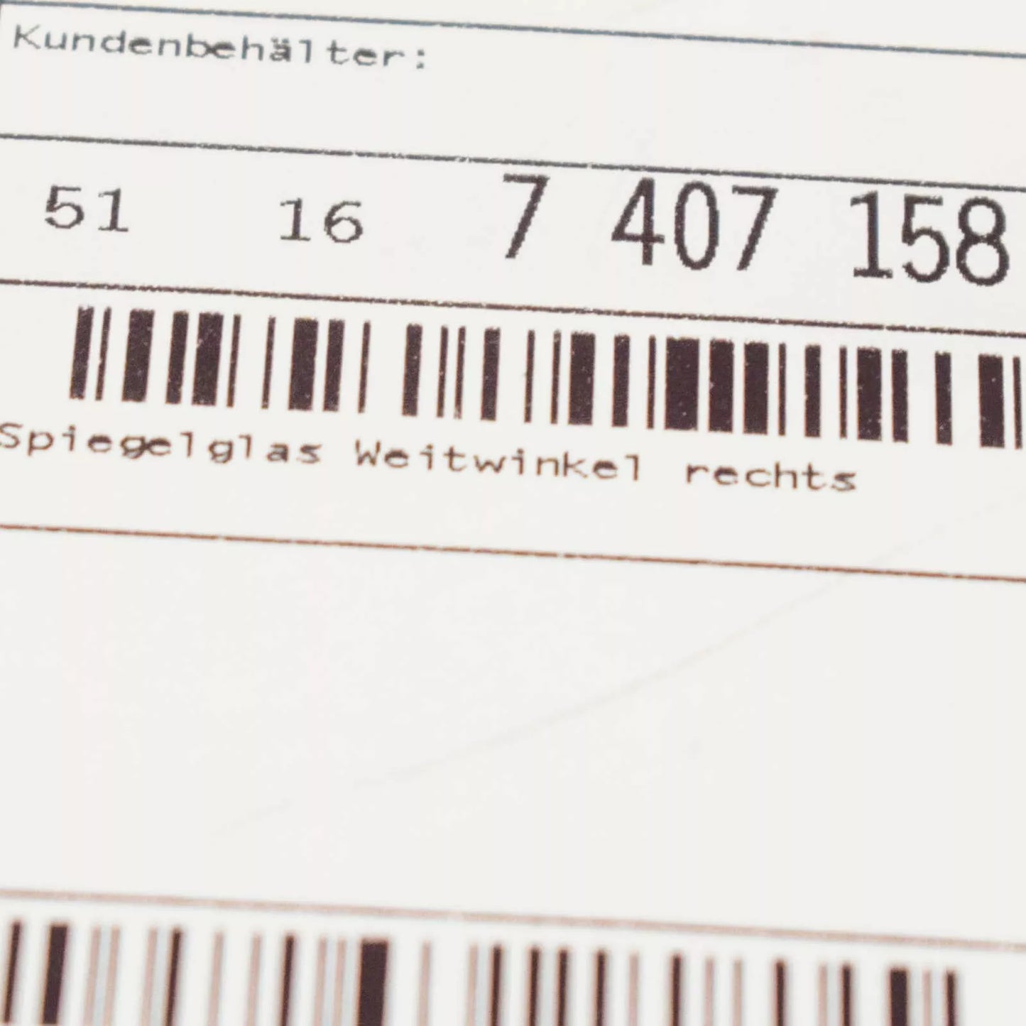 NEW BMW 5 G30 FRONT RIGHT DOOR MIRROR GLASS 51167407158 7407158 ORIGINAL