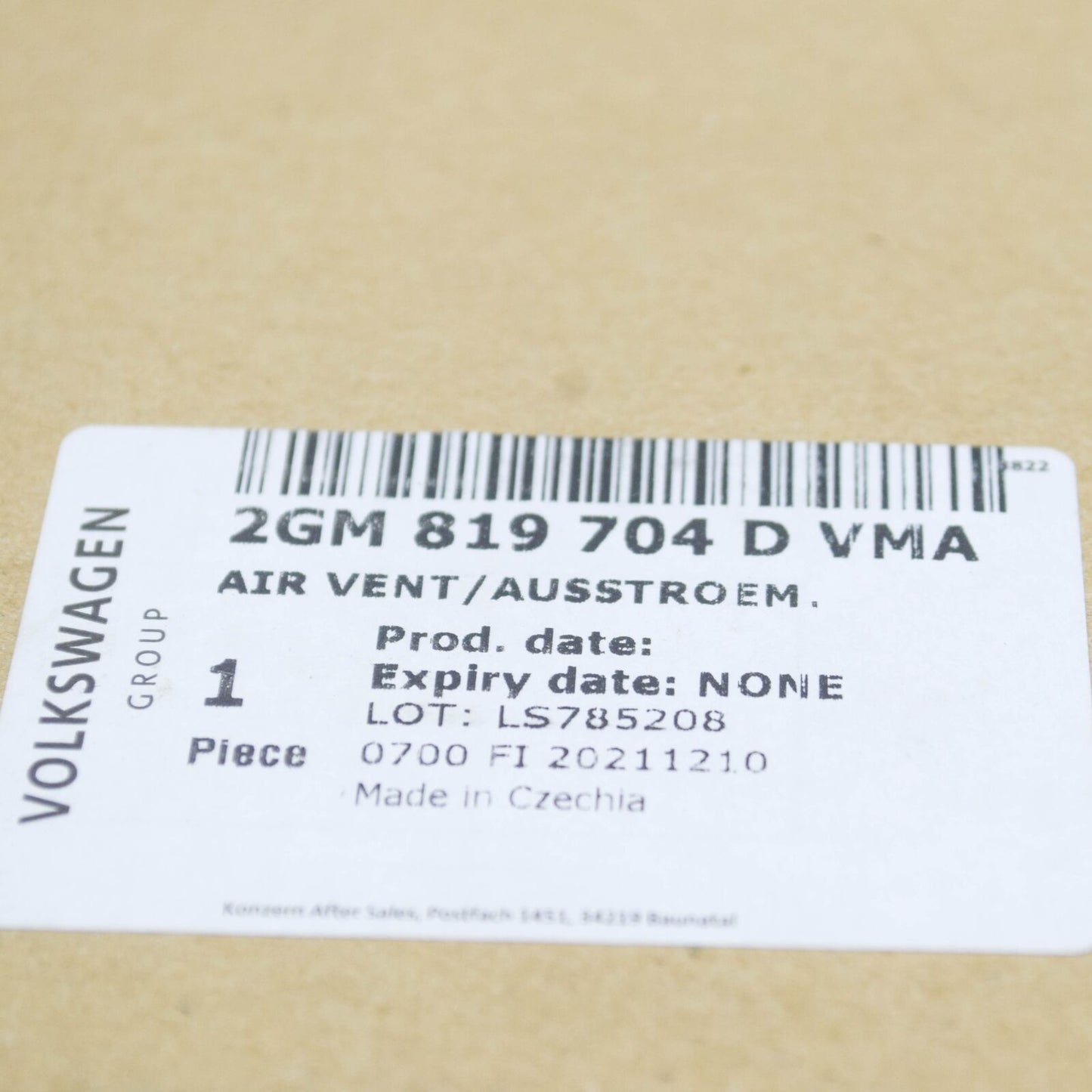 NEW VOLKSWAGEN T-ROC A11 FRONT DASHBOARD RIGHT AIR VENT 2GM819704DVMA ORIGINAL