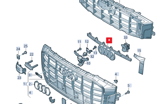new audi q8 4mn front radiator grille molding 4m8853037a original