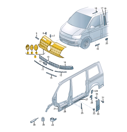 new vw transporter t6 front bumper radiator grille 7e5853651e041 original