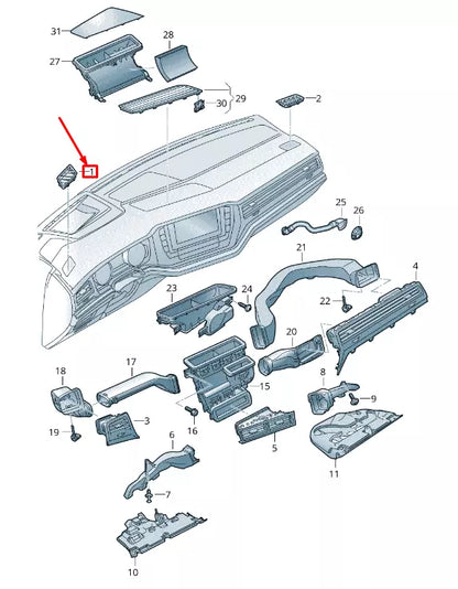 NEW VW TOUAREG CR LEFT DOOR WINDOW AIR VENT RHD 7628197016PS