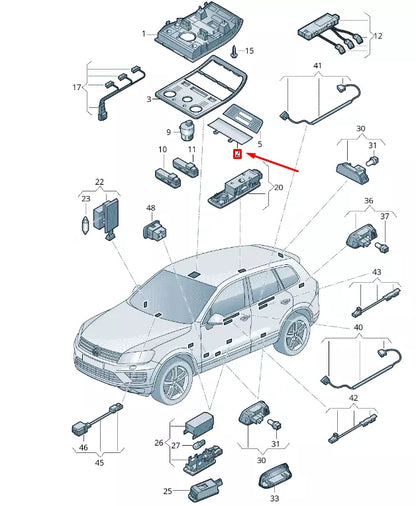 NEW VW TOUAREG 7P MK2 DOME LIGHT DIFFUSOR LENS 7P6947125B81U