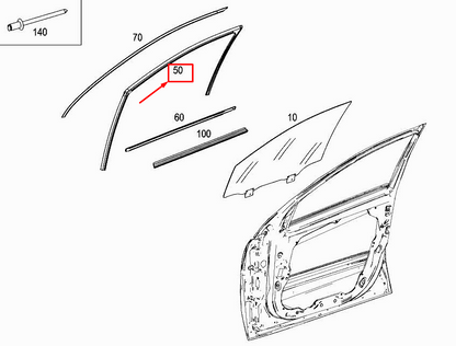 new mercedes-benz r w251 front left door window guide rail a2517250125 original