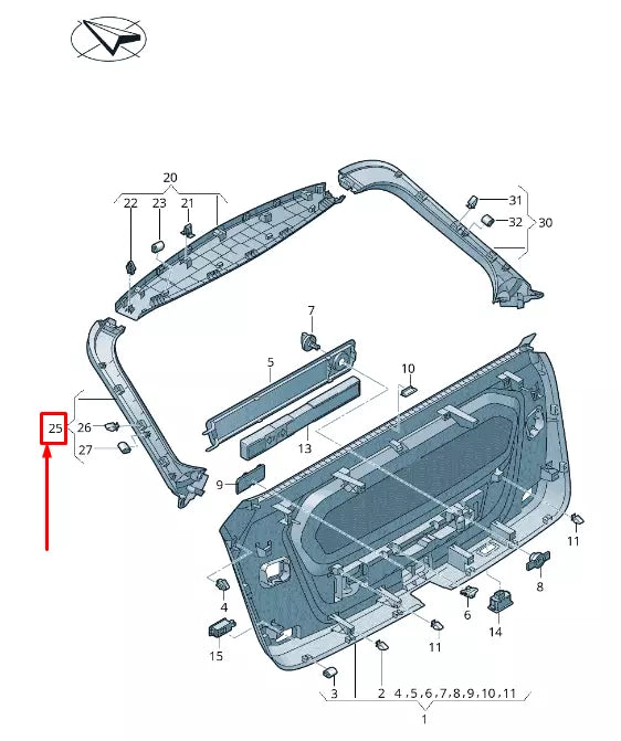 NEW AUDI Q8 4MN LEFT UPPER  REAR LID TRIM PANEL 4M88676074PK