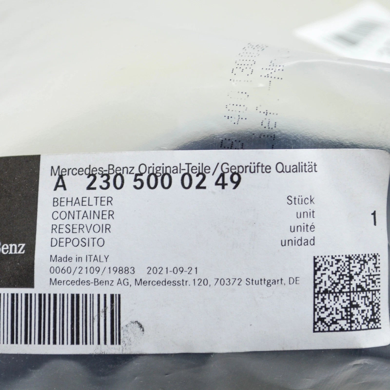 NEW MERCEDES-BENZ SL R230 EXPANSION TANK A2305000249