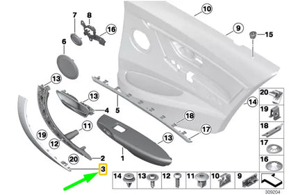 NEW BMW 3 F30 REAR LEFT DOOR PULL-HANDLE COVER 8064249 51418064249 ORIGINAL