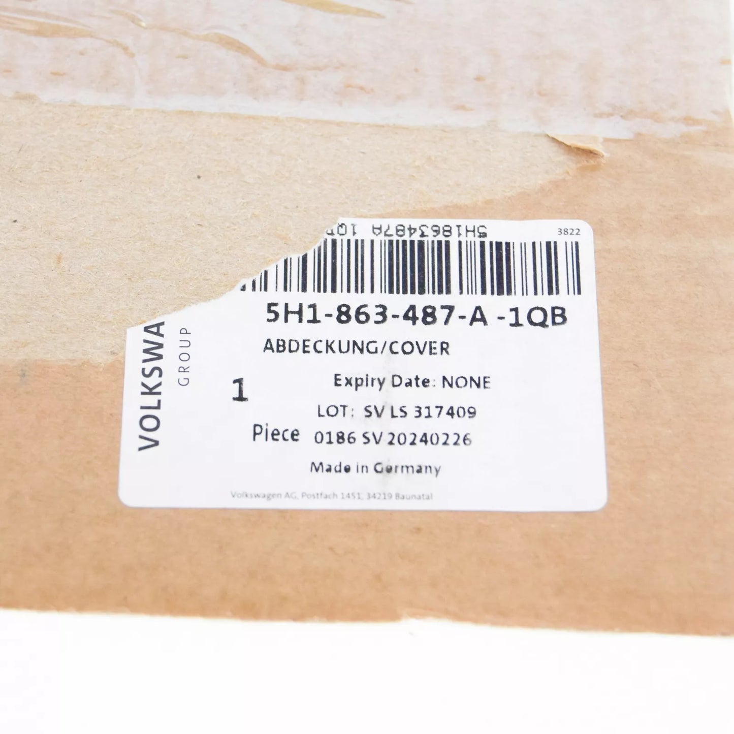 NEW VW GOLF MK8 CENTER CONSOLE COVER LHD 5H1863487A1QB ORIGINAL