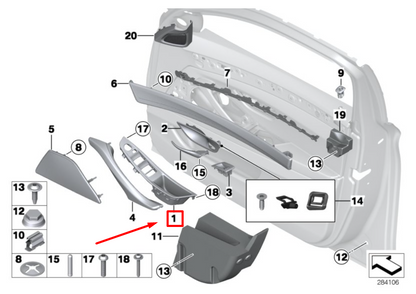 new bmw 5 f10 front left door handle trim 7225871 51417225871 original