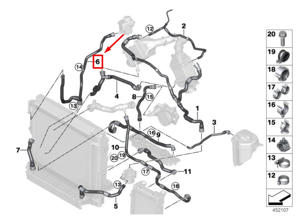 NEW BMW X6 F16,F86 RADIATOR-EXPANSION TANK HOSE 7849685 17127849685 ORIGINAL