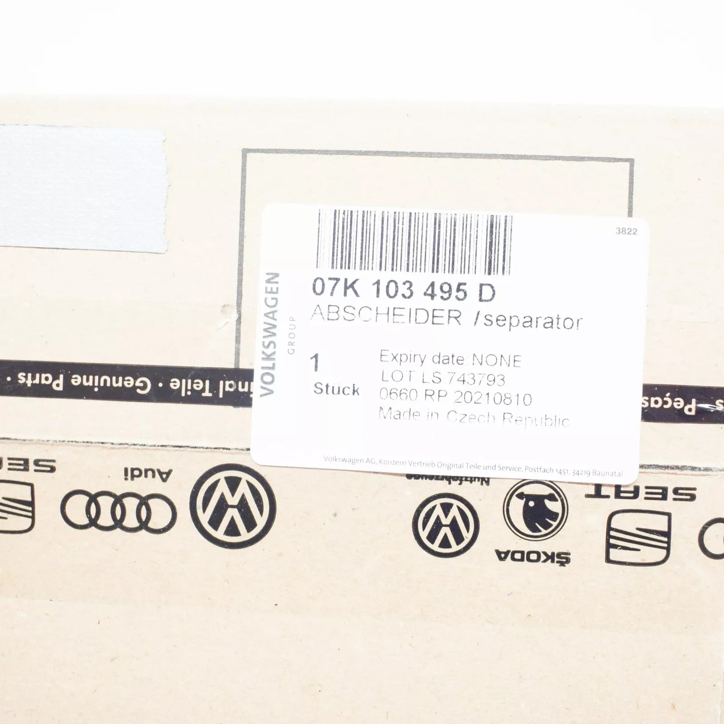 NEW AUDI RS3 8V ENGINE OIL SEPARATOR 07K103495F ORIGINAL