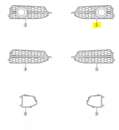 NEW AUDI A6 S6 S LINE FRONT BUMPER LEFT FOG LIGHT GRILL 4G0807681K01C