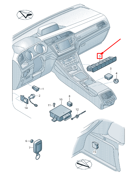 new vw touran 5t centre console switch module 5ta927140d1qb original