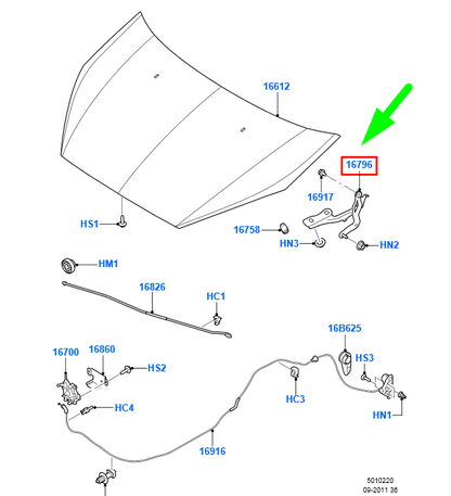 new ford galaxy mk2 front right hood hinge 6m21-u16800-ab 1573930 original