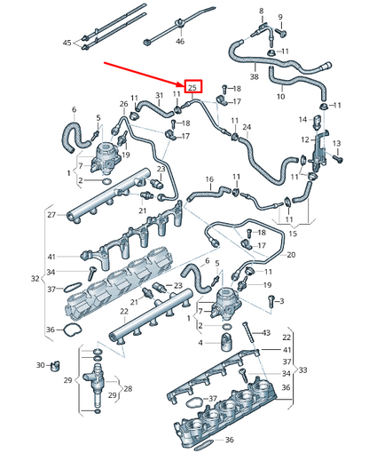 new audi r8 4s right fuel line 07l127509br original