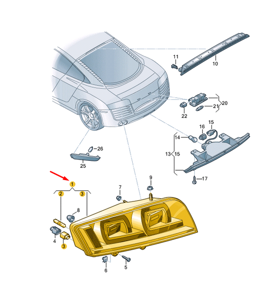 new audi r8 42 rear left black taillight 420945095k original