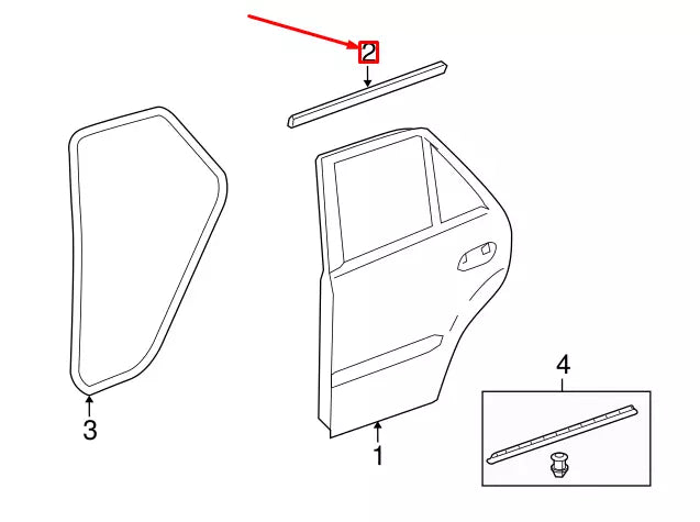 NEW MB ML W164 REAR LEFT DOOR WINDOW BELT WEATHERSTRIP A1646905580 ORIGINAL