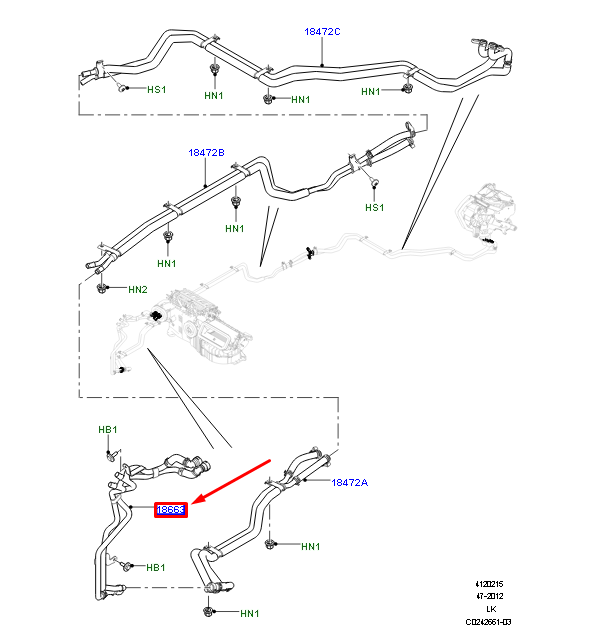 new land rover range rover iv l405 hvac heater water tube lr057693 original