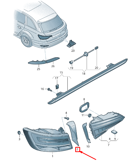 NEW AUDI A4 AVANT B9 REAR LEFT TAIL LIGHT TRIM COVER 8W9945253 ORIGINAL