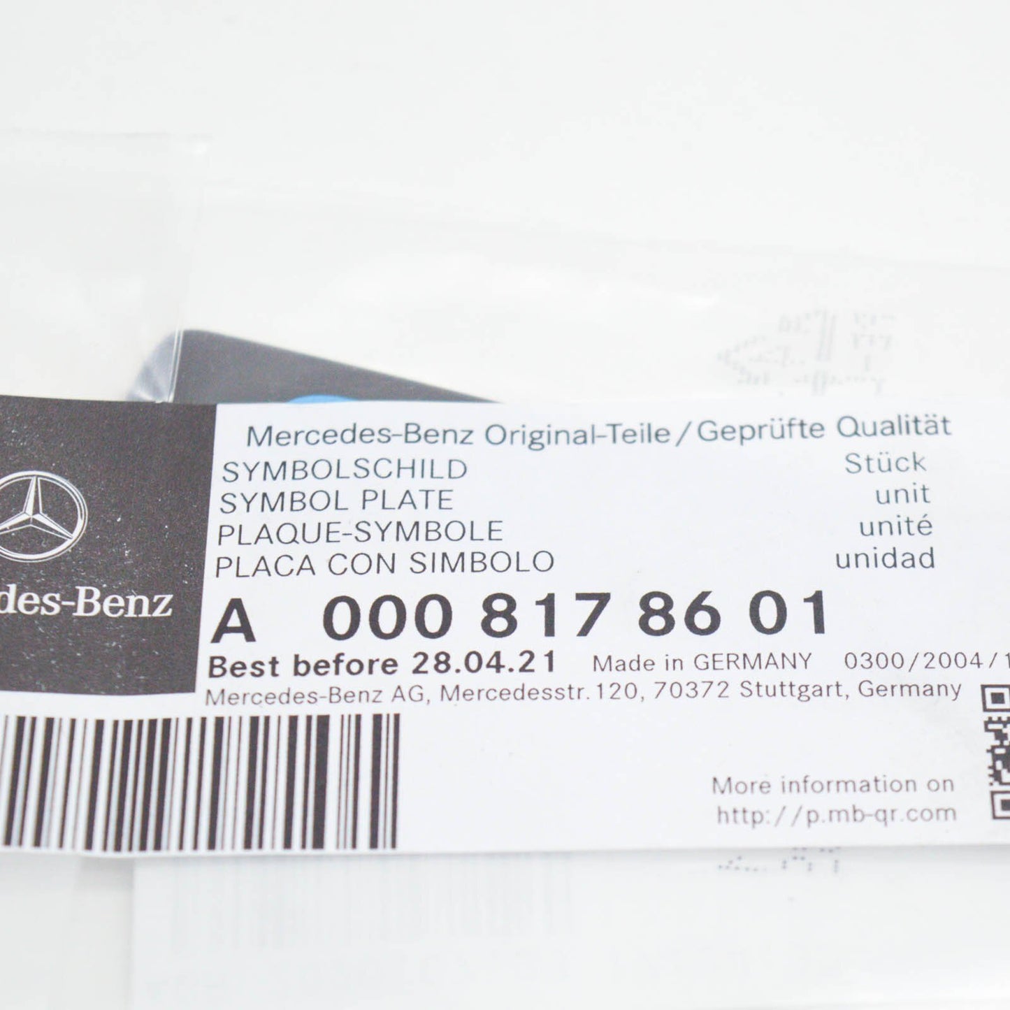 NEW MERCEDES-BENZ E W213 FRONT FENDER SYMBOL PLATE A0008178601 ORIGINAL