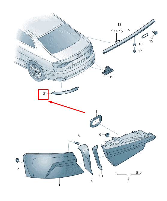 new audi a5 sportback f5 rear left outer bumper reflector 8w6945105c original