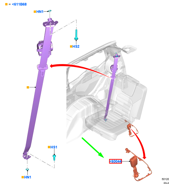 new ford galaxy mk3 3rd row rear right seat buckle 2172772 original