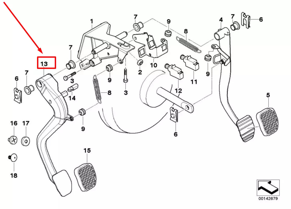 NEW BMW 3 E46 CLUTCH PEDAL 35311163870 1163870 ORIGINAL
