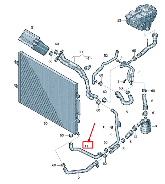 NEW AUDI RS7 SPORTBACK 4G ENGINE COOLANT HOSE 4G0145923AL