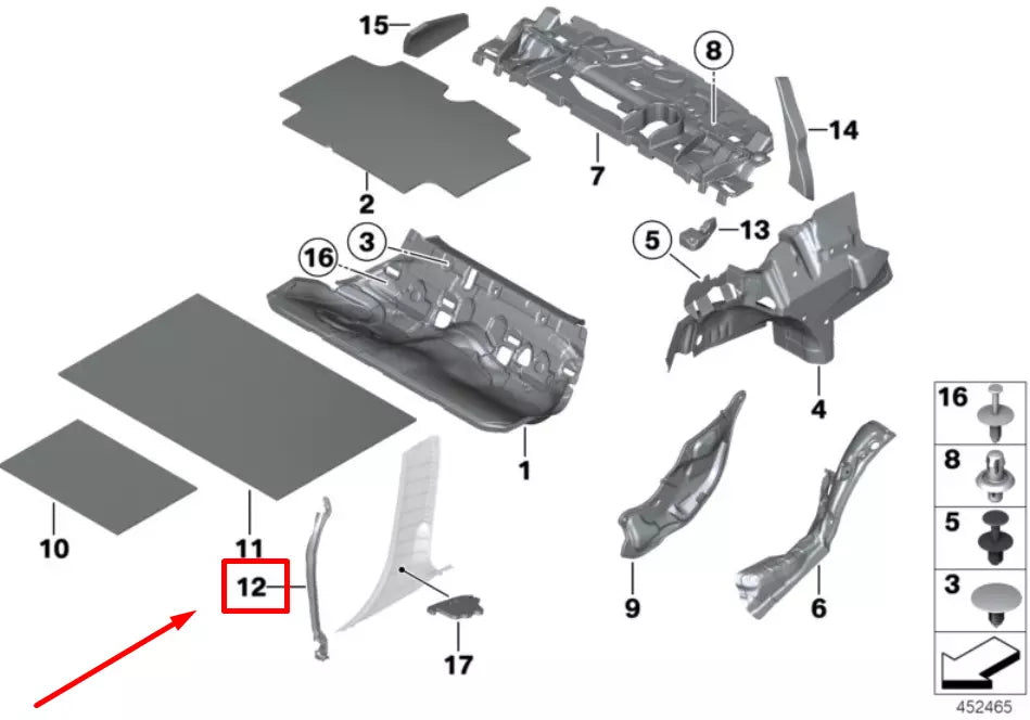 NEW BMW 3 F30, F80 LEFT SIDE PANEL SEALING 51487301069 7301069 ORIGINAL
