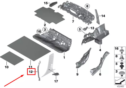 NEW BMW 3 F30, F80 LEFT SIDE PANEL SEALING 51487301069 7301069 ORIGINAL