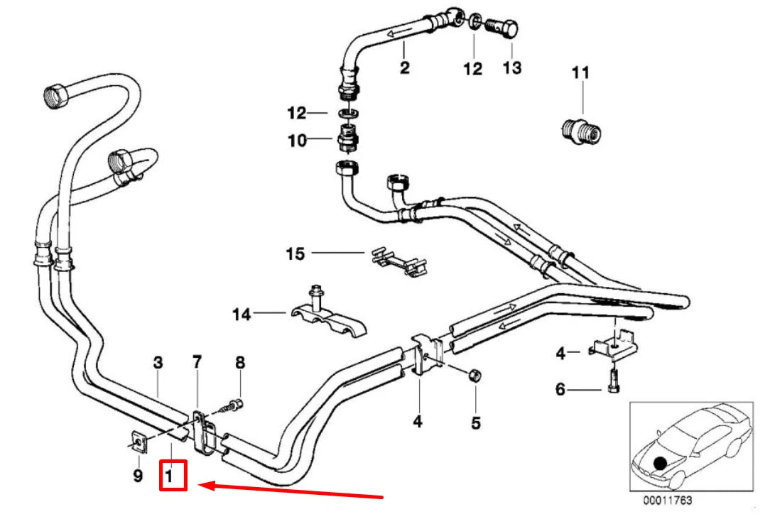 NEW BMW 3 E30 OIL COOLING PIPE INLET 1712161 17221712161 ORIGINAL