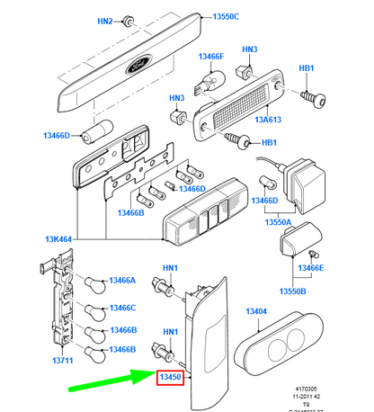 new ford transit mk3 rear right taillight 1435880 6c11-13450-aa original