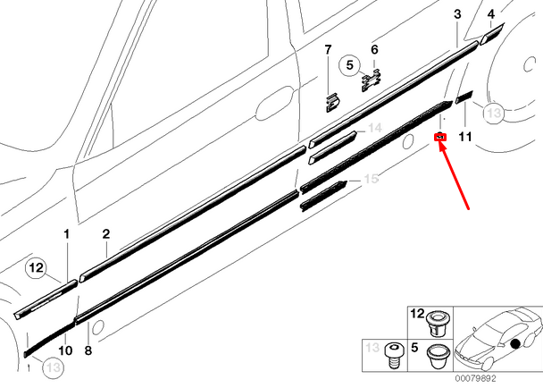 new bmw 7 e38 rear left lower door seal 51228150099 8150099 original