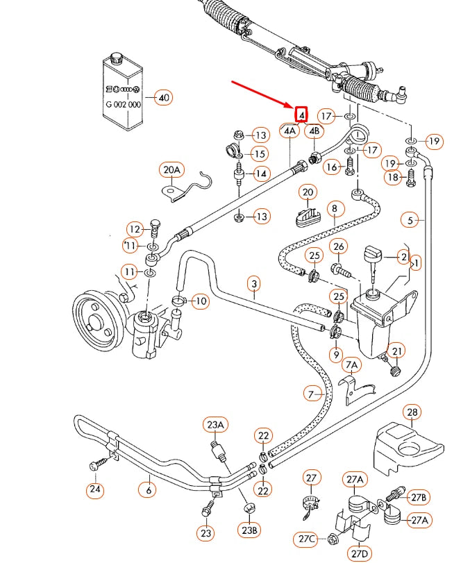 NEW AUDI A4 B7 POWER STEERING PRESSURE HOSE LHD 8E1422893DF ORIGINAL