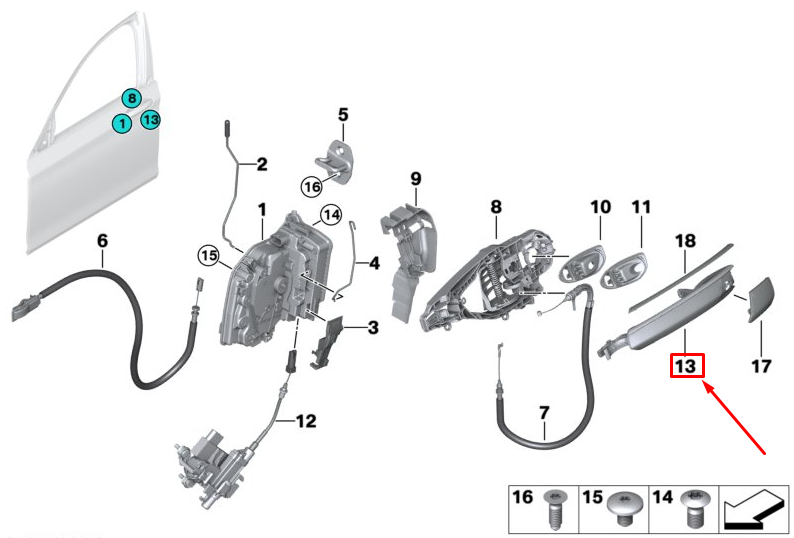 new bmw 7 g11 front left door exterior handle 51217411045 original