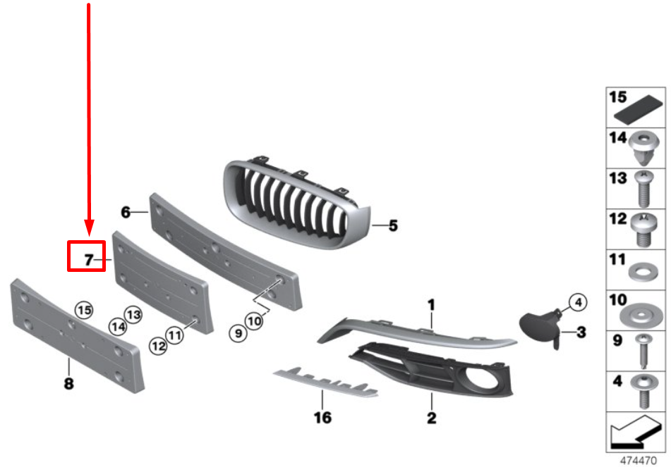 new bmw 3 f34 front bumper licence plate base 51117295972 7295972 original