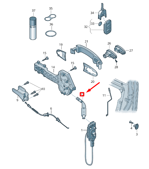 new volkswagen crafter 2f mk1 front right door locking rod 2e0837178a original