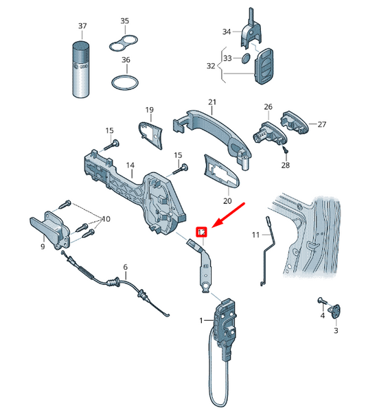 new volkswagen crafter 2f mk1 front right door locking rod 2e0837178a original