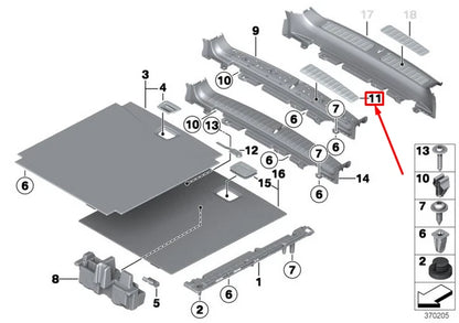 NEW BMW X3 F25 TRUNK STAINLESS STEEL RIGHT INSERT 51477250960 ORIGINAL