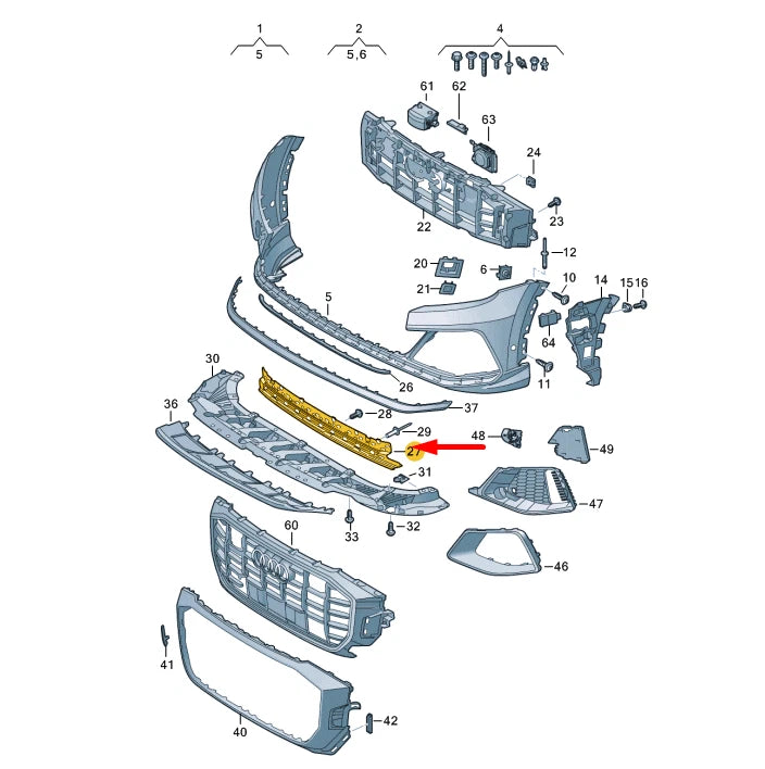 NEW AUDI Q8 FRONT BUMPER CENTER GRILLE 4M8807647D9B9
