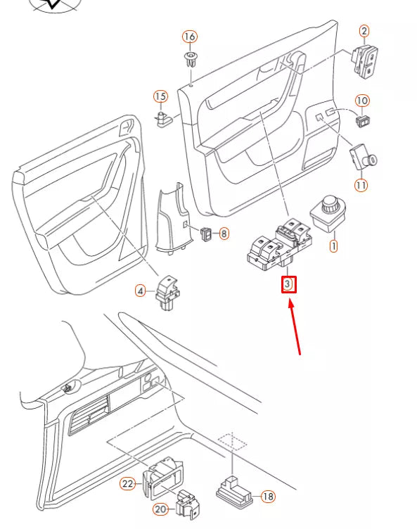NEW VOLKSWAGEN PASSAT B7 FRONT DRIVERS DOOR WINDOW SWITCH 3C8959857XSH ORIGINAL